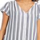 Blusa listrada com botões para mulheres Style &amp; Co, cinza, tamanho M