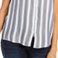 Blusa listrada com botões para mulheres Style &amp; Co, cinza, tamanho M