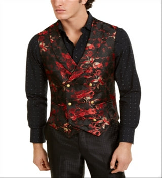Colete masculino Tallia Slim Fit Floral Trespassado Preto Tamanho 40 Curto