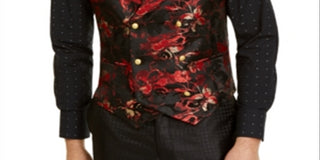 Colete masculino Tallia Slim Fit Floral Trespassado Preto Tamanho 40 Curto