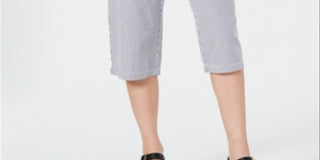 Calça Capri Karen Scott Feminina de Algodão Seersucker Azul Tamanho X-G