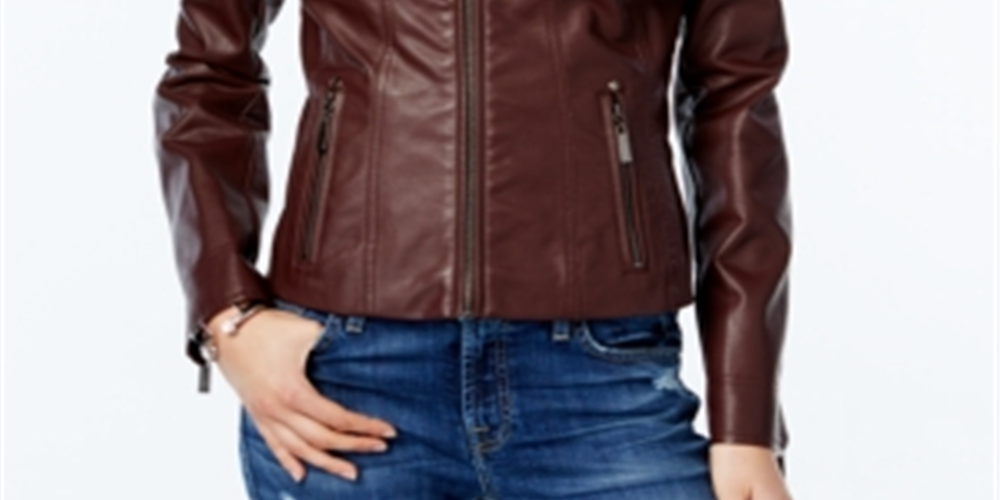 Jaqueta de motociclista feminina Jou Jou marrom tamanho grande