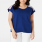 Blusa feminina de manga curta e decote redondo Style &amp; Co, azul, tamanho grande