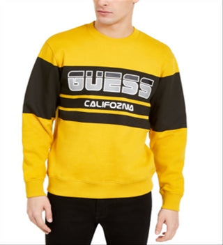 Suéter Guess Roy Sport Logo Masculino Amarelo Tamanho Médio