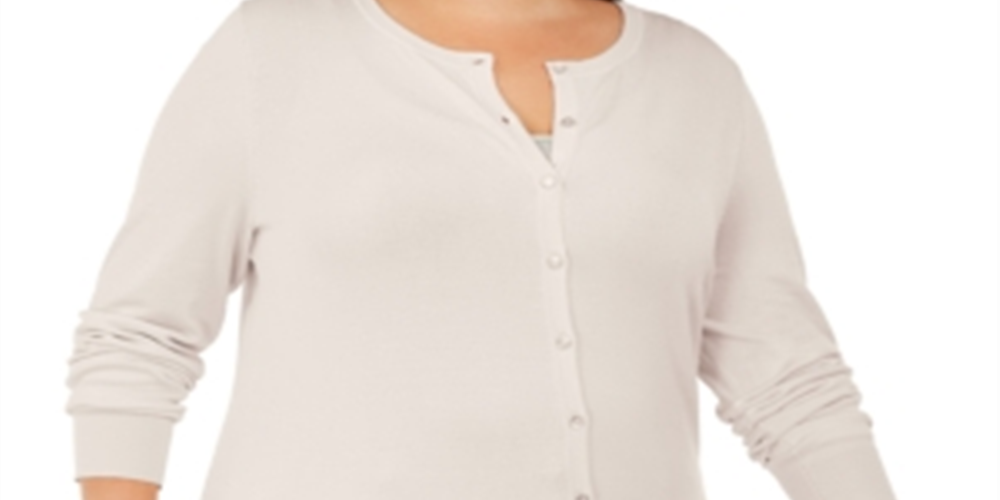 Cardigan feminino plus size com gola redonda, marrom, tamanho 1X, da Charter Club