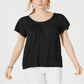 Blusa feminina estilo &amp; co com mangas bufantes e camadas, preta, tamanho médio