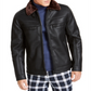 Jaqueta masculina de couro sintético com zíper e forro de pele sintética da INC International Concepts, preta, tamanho XX-G