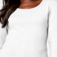 Karen Scott Blusa feminina de algodão com decote redondo, branca, tamanho pequeno