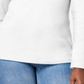 Karen Scott Blusa feminina de algodão com decote redondo, branca, tamanho pequeno