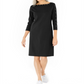 Vestido rodado com tachas de algodão feminino Karen Scott, preto, tamanho pequeno