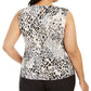 Blusa feminina Calvin Klein com estampa animal, sem mangas, gola redonda, rosa, tamanho 2X