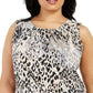 Blusa feminina Calvin Klein com estampa animal, sem mangas, gola redonda, rosa, tamanho 2X