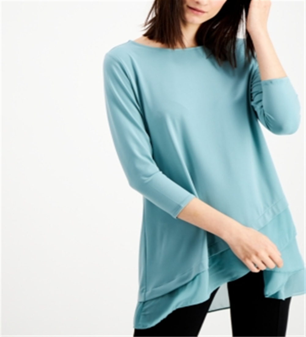 Blusa de malha feminina Alfani Soft L manga 3/4 verde tamanho grande