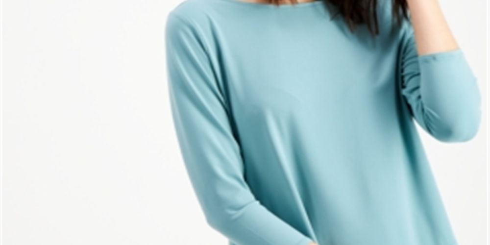 Blusa de malha feminina Alfani Soft L manga 3/4 verde tamanho grande