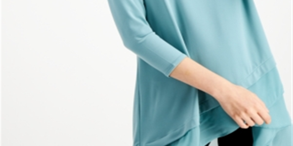 Blusa de malha feminina Alfani Soft L manga 3/4 verde tamanho grande