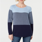 Karen Scott Suéter Feminino de Algodão Colorblock Azul Tamanho Pequeno