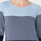 Karen Scott Suéter Feminino de Algodão Colorblock Azul Tamanho Pequeno