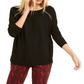 Blusa feminina de manga comprida com gola alta e estampa de joias da INC International Concepts, preta, tamanho X-S