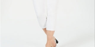 Calça jeans feminina Charter Club Tummy Control Bristol Capri, branca, tamanho 16