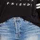 Camiseta feminina moderna Lux Trendy Plus Cotton Friends Graphic, preta, tamanho 3X