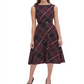Vestido feminino Tommy Hilfiger Piper com cinto xadrez, ajuste e flare, preto, tamanho 16