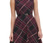Vestido feminino Tommy Hilfiger Piper com cinto xadrez, ajuste e flare, preto, tamanho 16
