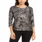 Top feminino com bolinhas em jacquard e gel da coleção JM, preto, tamanho XX-G