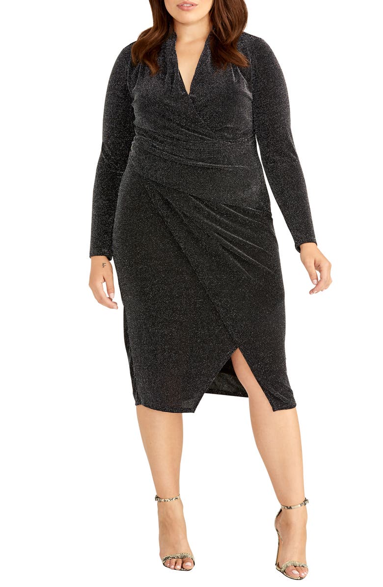 Vestido envelope falso com brilho da moda feminino Rachel Roy, tamanho 20W