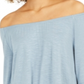 Blusa feminina estilo &amp; co ombro a ombro com babados, azul, tamanho pequeno P