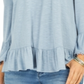 Blusa feminina estilo &amp; co ombro a ombro com babados, azul, tamanho pequeno P