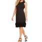 Vestido de festa curto Donna Ricco feminino, sem mangas, decote redondo, preto, tamanho 6