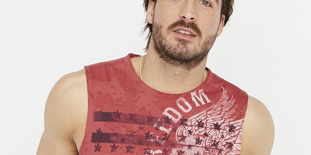 Camiseta regata Buffalo David Bitton Tufix Graphic masculina vermelha tamanho X-G