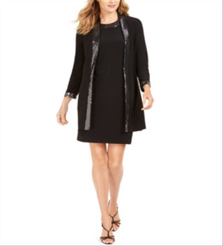 Vestido e jaqueta com acabamento embelezado Jessica Howard feminino, preto, tamanho 10