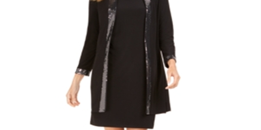 Vestido e jaqueta com acabamento embelezado Jessica Howard feminino, preto, tamanho 10