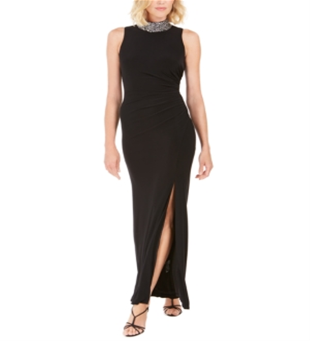 Vestido de festa longo sem mangas Vince Camuto feminino, preto, tamanho 4