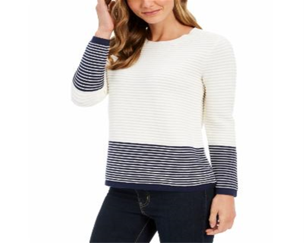 Suéter canelado feminino Charter Club, branco, tamanho pequeno, extragrande