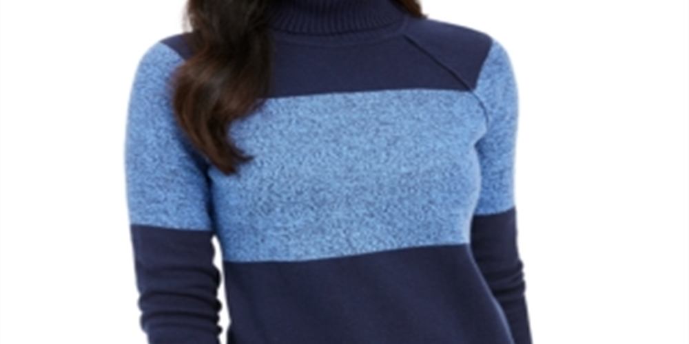 Karen Scott Suéter Feminino Gola Alta Colorblock Azul Tamanho X-S