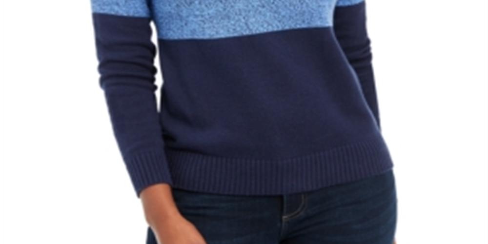 Karen Scott Suéter Feminino Gola Alta Colorblock Azul Tamanho X-S