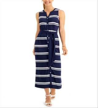Vestido longo listrado feminino Charter Club azul tamanho XX-G