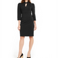Vestido de coquetel Calvin Klein feminino com zíper e manga 3/4, decote em V e bainha acima do joelho, preto, tamanho 2