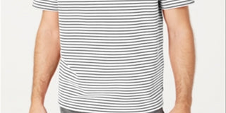 Camiseta listrada masculina Guess, branca, tamanho XX-G