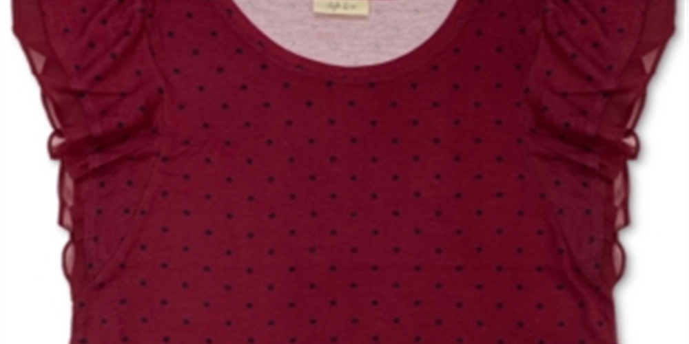 Blusa feminina com estampa de bolinhas e mangas bufantes, tamanho pequeno, vermelha, estilo &amp; co