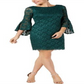 Vestido tubinho acima do joelho com manga sino Jessica Howard feminino, verde, tamanho 10