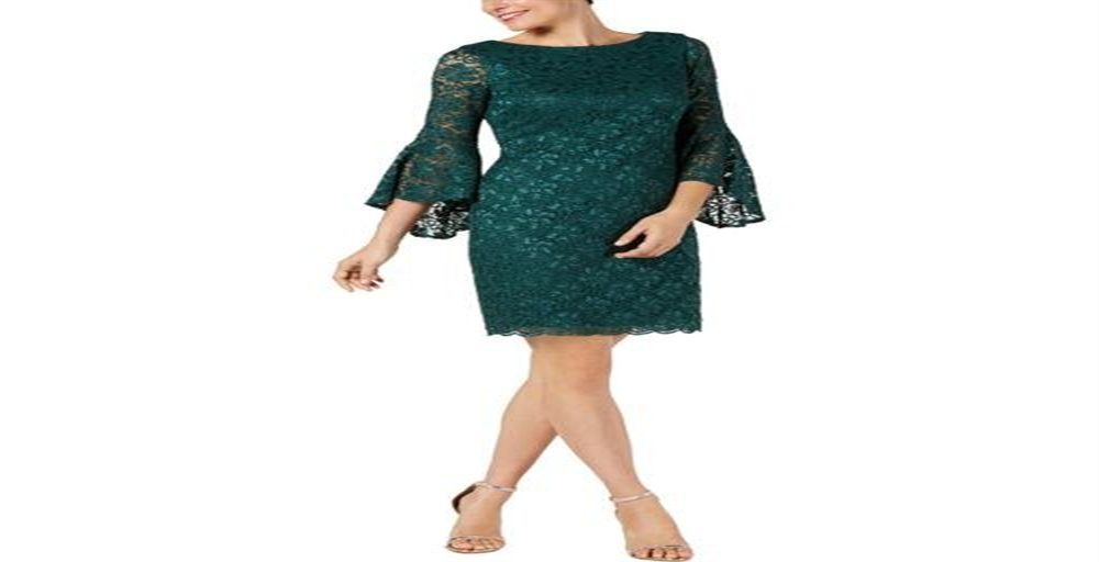 Vestido tubinho acima do joelho com manga sino Jessica Howard feminino, verde, tamanho 10