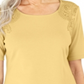 Karen Scott Blusa Feminina de Crochê de Algodão com Frente Amarela Tamanho P