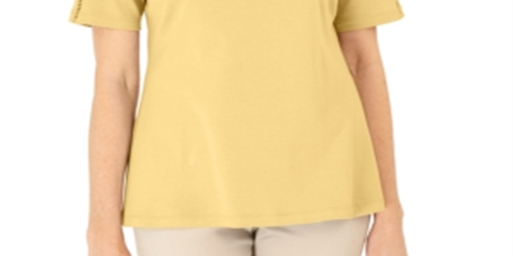Karen Scott Blusa Feminina de Crochê de Algodão com Frente Amarela Tamanho P