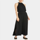 Vestido longo flare com alças finas Rachel Roy feminino, preto, tamanho pequeno
