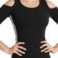 Vestido casual feminino Guss Alma com ombro vazado e logo, preto, tamanho grande