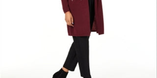 Cardigan feminino Charter Club Pure Cashmere com detalhes em vermelho, tamanho G