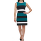 Vestido tubinho feminino Tommy Hilfiger com estampa de blocos de cores, sem mangas, gola alta, comprimento até o joelho, para usar no trabalho, preto, tamanho 18